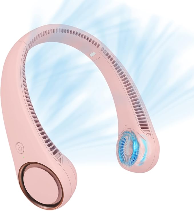 CIVPOWER Pink Bladeless Neck Fan: Portable, Rechargeable, Hands-Free Cooling